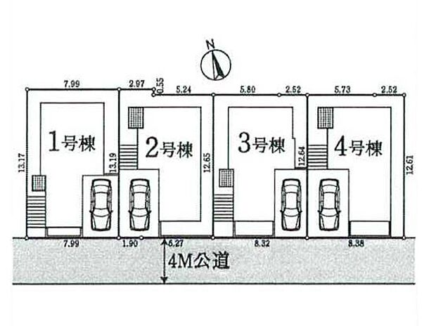 【その他画像】南側が道路に面した新築一戸建全4棟が誕生します♪  間取り図