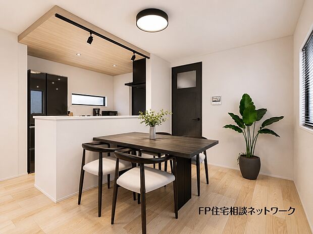 【内観】【内観イメージパース】対面式のカウンターキッチンですので、出来上がったお料理をカウンターに並べてお子様が運ぶなど、お手伝いの時間も増えそうですね。