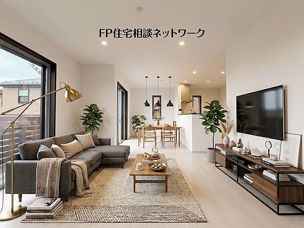■リビング■本画像はAIがCGで家具作成しており、実際の現地に家具は設置されておりません。また、販売価格に家具、小物等は含まれておりません。