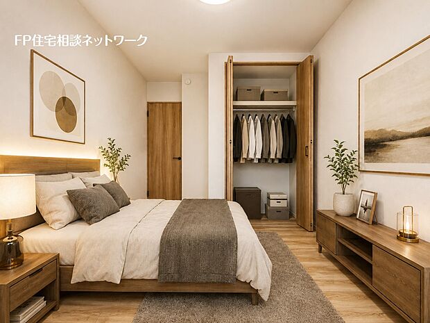 【リビング以外の居室】■主寝室■本画像はAIがCGで家具作成しており、実際の現地に家具は設置されておりません。また、販売価格に家具、小物等は含まれておりません。