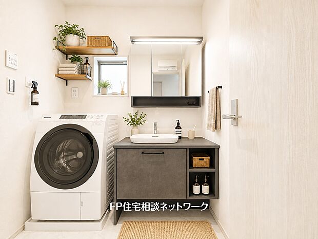 【洗面台・洗面所】■洗面所■本画像はAIがCGで家具作成しており、実際の現地に家具は設置されておりません。また、販売価格に家具、小物等は含まれておりません。
