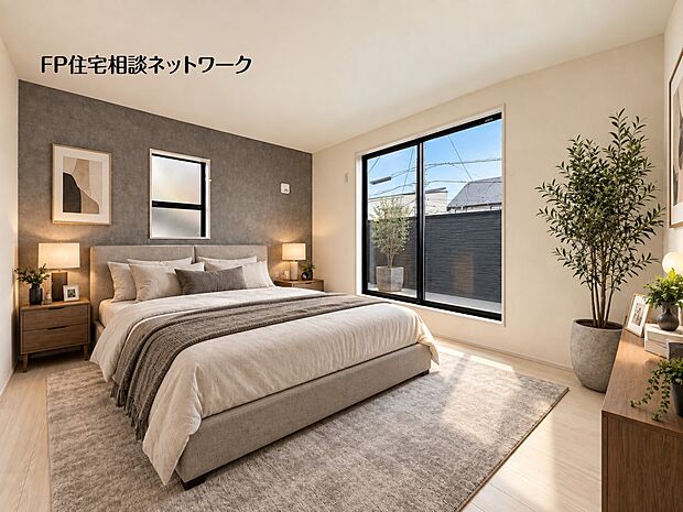 【洋室】本画像の家具、家電、ベッド、植栽、照明等はCGの配置イメージです。販売価格にこれらは含まれません。