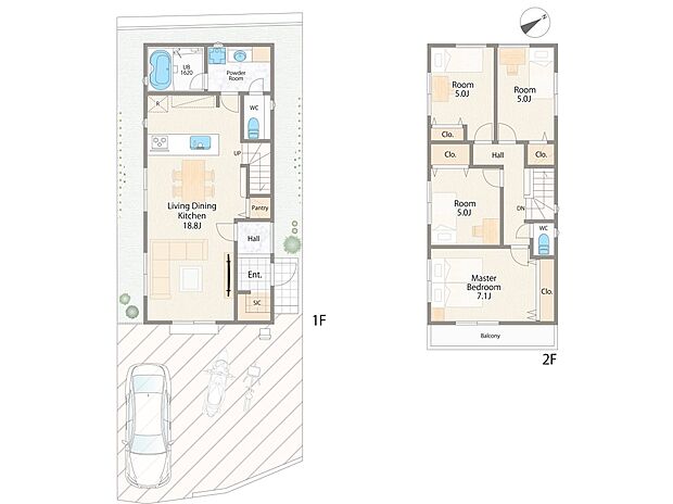 【間取図】2-5区画　参考プラン例