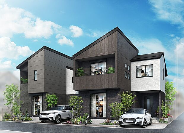 南東向きに開かれた街並みは、やわらかな光が差し込み、明るく心地よい住環境を実現。建物配置により生まれたゆとりある空間が、風通しと落ち着いた陰影を生み、静かな住まい心地を支えます。（街並完成予想図）