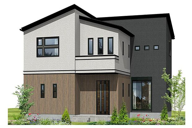 【完成予想図(外観)】5号棟(4LDK+WIC+パントリー+シューズクローク+オープンキッチン+吹抜け+家事動線 +リネンスペース+リビング階段+インナーバルコニー)