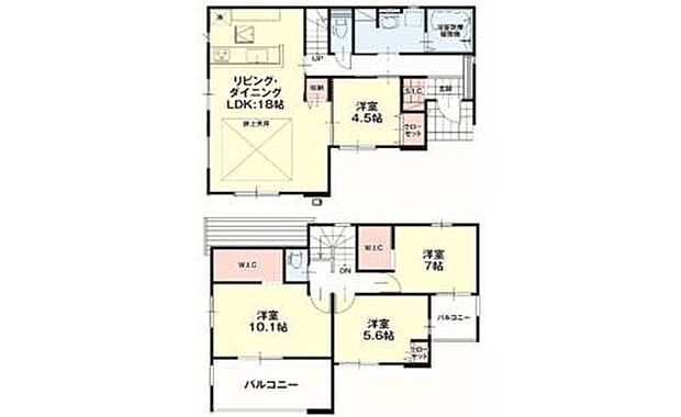 (1号棟)、価格3698万円、4LDK、土地面積188.4m2、建物面積108.9m2


