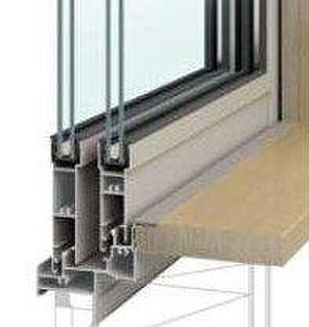 居室部分の窓ガラスには2枚のガラスの間に空気層を設けたペアガラスを採用。高い断熱性と共にガラス面の結露対策にも発揮します。