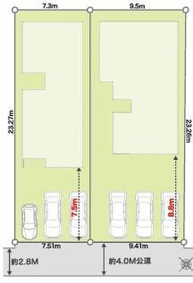 カースペースは3台分ご用意しております
