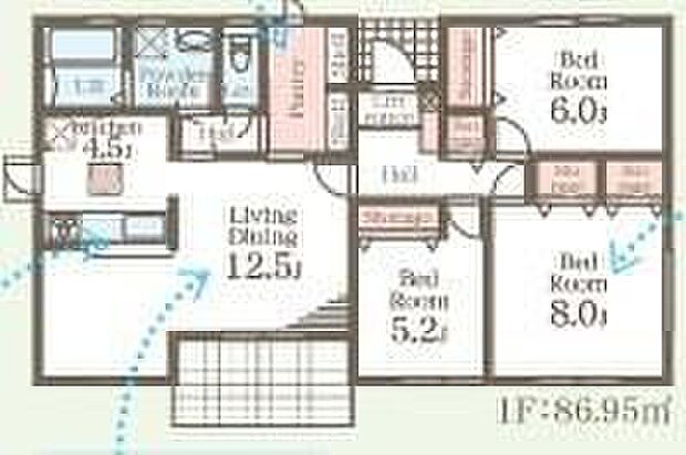 (4号棟)、価格3290万円、3LDK、土地面積250.29m2、建物面積86.95m2 