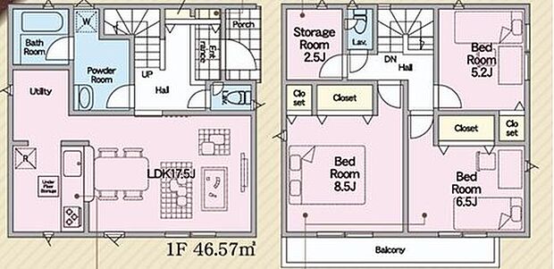 【3LDK+S】ご家族が集うLDKは広々17.5帖!
2.5帖のストレージルーム完備♪