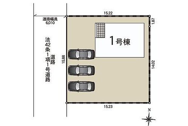 【全体区画図】カースペースは2~3台分ご用意しております