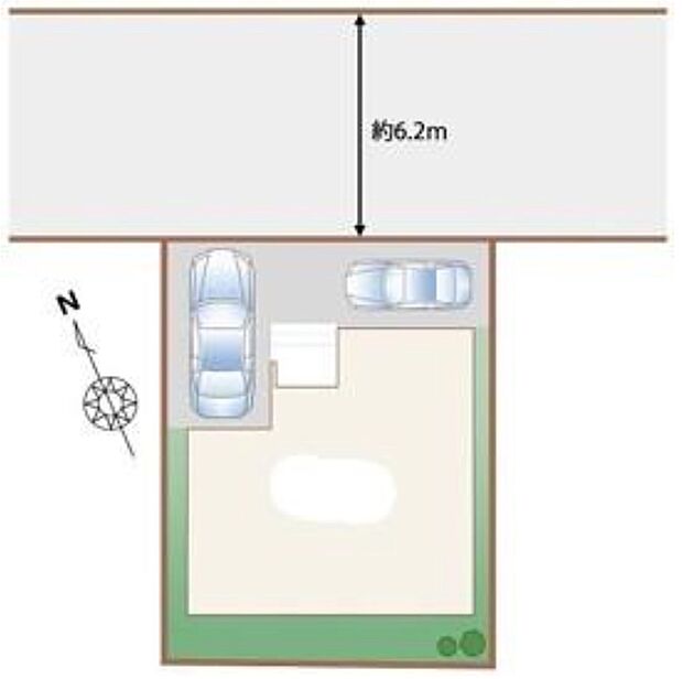 【全体区画図】カースペースは2台分ご用意しております