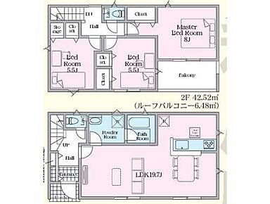 ご家族が集うLDKは広々19.7帖！
全居室南向きで陽当たり良好♪ 