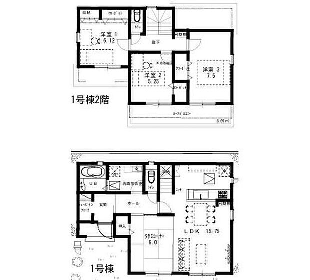 【4LDK】ご家族が集うLDKは広々15.75帖！
シューズクローク完備！