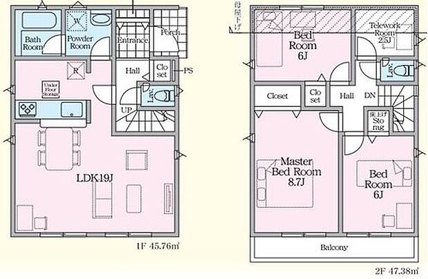 【3LDK】ご家族が集うLDKは広々19帖!
テレワークルーム付きです♪