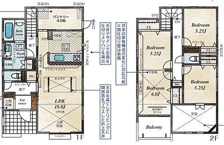 ご家族が集うLDKは広々18帖！
シューズインクローク完備♪、 