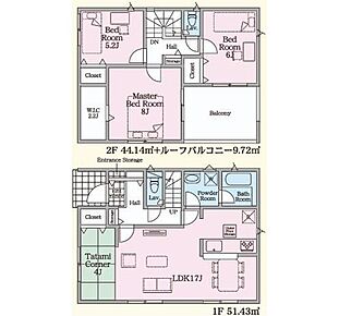ご家族が集うLDKは広々17帖！
2.2帖のウォークインクローゼット完備♪ 
