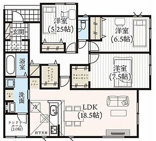 ご家族が集うLDKは広々18.5帖！
ウォークインクローゼット完備！ 