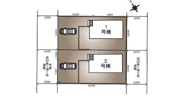 【全体区画図】カースペースは3～4台分ご用意しております♪


