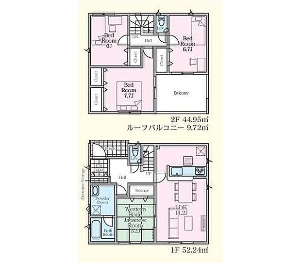 【4LDK】ご家族が集うLDKは広々16帖！
インナーバルコニーで雨の日も安心です♪