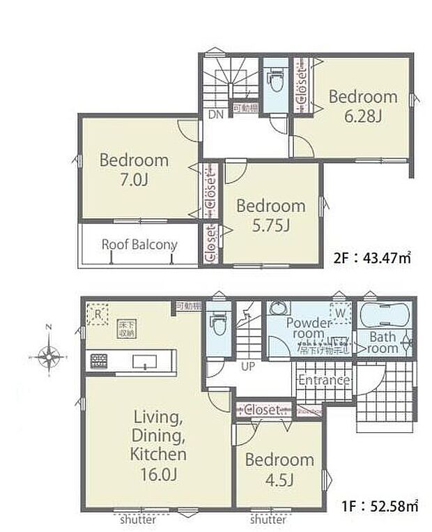 (1号棟)、価格4499万円、4LDK、土地面積132.52m2、建物面積96.05m2