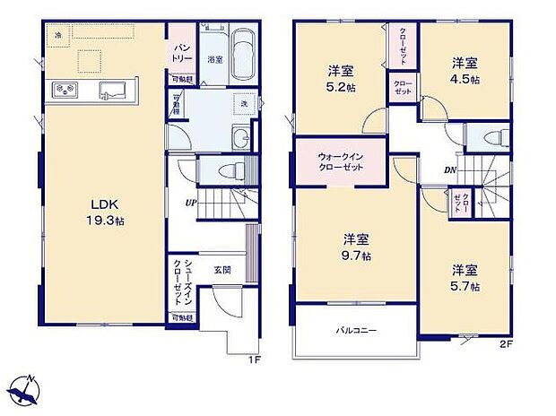 (1号棟)、価格4299万円、4LDK+S、土地面積124.9m2、建物面積105.75m2