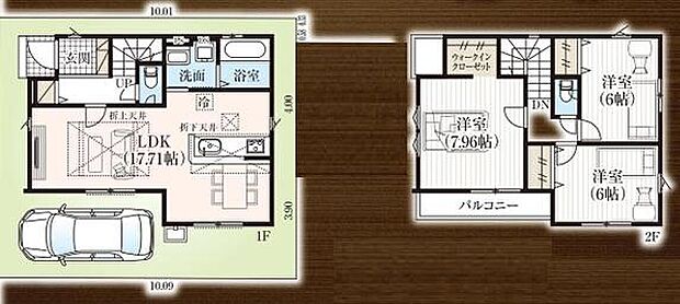 (1号棟)、価格3490万円、3LDK、土地面積88.48m2、建物面積89.74m2