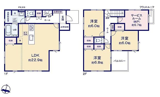 (1号棟)、価格4999万円、3LDK+S、土地面積112.2m2、建物面積112.88m2