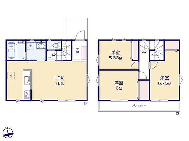 【3LDK】◆動きやすいまとまった水回り設計
◆リビング南側に広いお庭があり日当たり、風通し良好!
◆お部屋すっきり全室収納付き