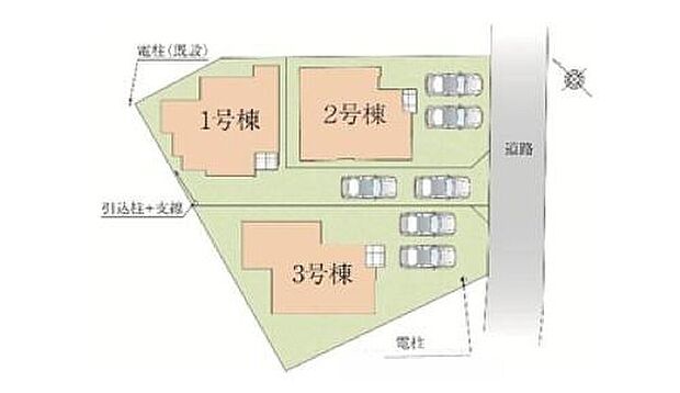 【全体区画図】◆北越谷駅まで停歩6分でバスが利用できます
◆松伏小学校まで徒歩7分◆松伏ニュータウンショッピングセンターまで徒歩5分でお買い物も便利♪
◆敷地広々41坪以上!全棟カースペース2台