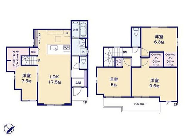 【4LDK】◆スタディカウンター付き広々17.5帖のLDK♪食洗機標準装備の対面キッチン
◆3部屋にWIC♪収納豊富な間取りでお部屋を広くお使いいただけます
◆日当たり良好!南西向きのバルコニー