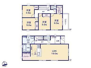 ◆広々19帖のＬＤＫ♪食洗機標準装備の対面キッチン
◆全室収納付き♪キッチンに大型パントリー、主寝室にＷＩＣなど収納豊富
◆部屋干しにも便利なホスクリーン（2ヶ所）、戸建用の宅配ボックスほか設備も充実 