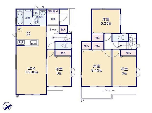【4LDK】◆リビングが見渡せる対面キッチン
◆動きやすいまとまった水回り設計
◆全室収納付きでお部屋を広くお使いいただけます