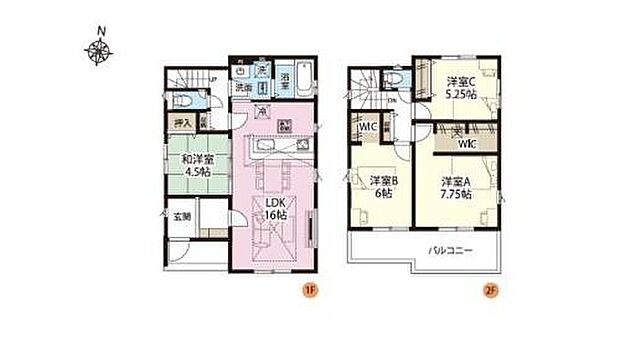 【4LDK】◆リビングが見渡せる対面キッチン
◆リビングに和室が隣接した使い勝手の良い間取り
◆お部屋すっきり全室収納付き♪２居室にＷＩＣつき