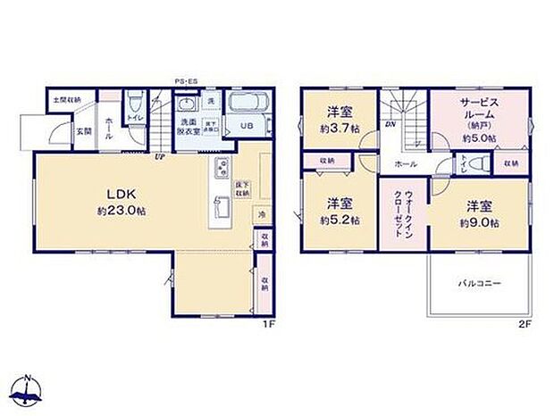 【3LDK+S】◆広々23帖のＬＤＫ♪食洗機完備の対面キッチン
◆リビングの一部を居室に変更可（工事有償）
◆動きやすいまとまった水回り
◆ＷＩＣやＳＩＣなど収納豊富な間取り
◆24時間換気システムほか設備も充実