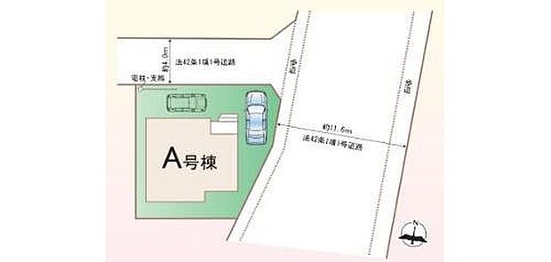【全体区画図】◆八木崎駅まで徒歩21分◆春日部駅まで徒歩26分、停歩2分でバス利用可
◆立野小学校・大増中学校までどちらも徒歩8分
◆明るい角地◆カースペース２台（車種制限あり）