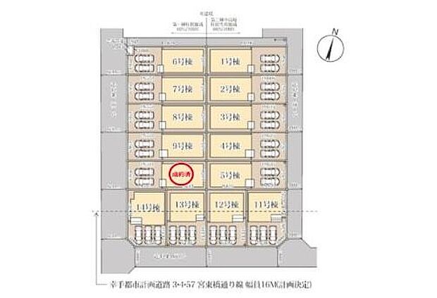 【全体区画図】全棟2台以上駐車可能なカースペース付き♪
セカンドカーをお持ちの方はもちろん、来客用や駐輪スペースなどにも利用できます♪