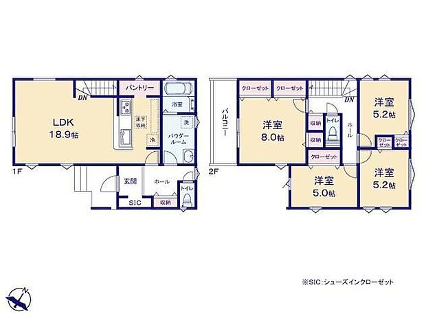 【4LDK】◆広くて明るい18.9帖のＬＤＫ♪食洗機標準装備の対面キッチン
◆全居室収納付き♪玄関にＳＩＣ、キッチンにはパントリーなど充実の収納力
◆陽当たり良好♪南西向きのバルコニー