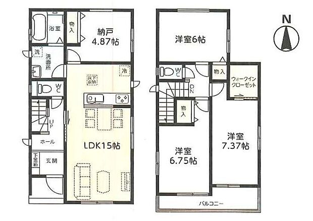 【3LDK+S】◆キッチンに隣接した納戸はパントリーとしても◎
◆動きやすいまとまった水回り設計で家事効率アップ♪
◆陽当たり良好♪南向きのバルコニー
◆2階全居室6帖以上でプライベート空間ものびのび過ごせます♪