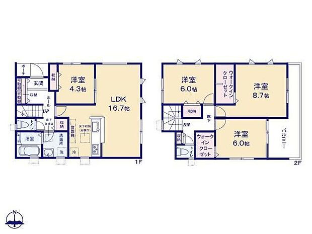 【4LDK】◆リビングが見渡せる対面キッチン♪
◆２居室にウォークインクローゼット、ホール収納など充実の収納力
◆人感センサー、24時間換気システムなど設備も充実しています