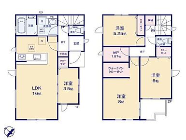 ◆まとまった水回り設計♪家族みんなが動きやすい回遊動線の間取り◆全室収納付き♪８帖の主寝室にはＷＩＣもあります◆収納や書斎としても利用できる1.8帖のストレージルーム♪ 