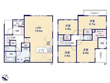 ◆広くて明るい19.5帖のＬＤＫ
◆吹抜けのある明るいリビング
◆食洗器標準装備の対面キッチン
◆収納豊富な間取りでお部屋を広くお使いいただけます
◆通気性の良い２面リビング♪ 