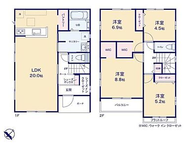 ◆リビング広々20帖のＬＤＫ◆２部屋にＷＩＣ、キッチンにパントリー、玄関にSICなど収納豊富な間取り
◆ゆったり広めのパウダールーム♪２方向から出入りできます
◆南向きバルコニーは日当たり良好です♪ 