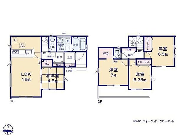 【4LDK】◆1階和洋室はお子さまの遊び場や客間としても使え、ライフスタイルに合わせて活用
◆各居室に収納を設け、季節用品や学用品も部屋ごとに整理しやすい設計