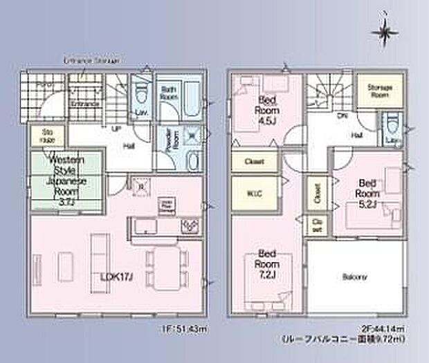 【4LDK】◆広くて明るい17帖のLDK♪
◆リビングに和室が隣接した使い勝手の良い間取り
◆全室収納付き♪主寝室にはWICもあります
◆大きな家電もすっきり片付くストレージルーム♪
◆冷暖房効率UP!ペアガラス採用