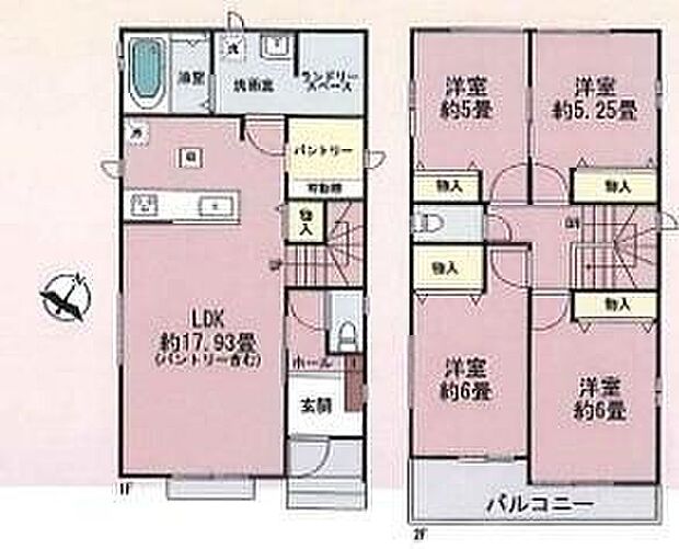 【4LDK】◆約17.9帖の広々LDKで家族がゆったりくつろげます
◆パントリー付きで食品や日用品をすっきり収納
◆全居室収納付きで各部屋を広く使いやすい間取りです