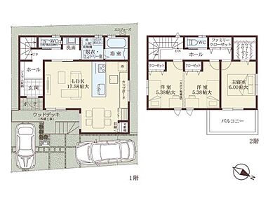 2階の洋室は、お子様の成長に合わせて将来間仕切りが可能。お好みでアレンジできる住まいです(別途要費用)。LDKにはカウンターを備え、在宅ワークやリビング学習などにご使用いただけます。 