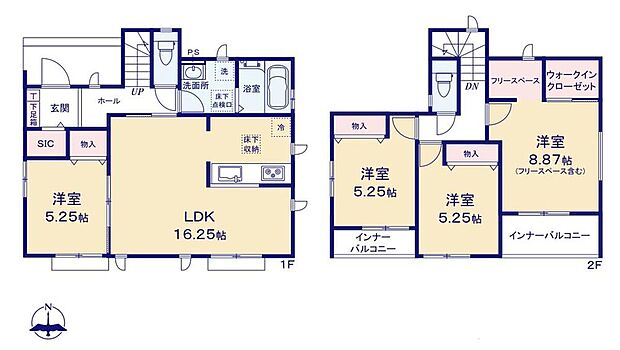 (A号棟)、価格5190万円、4LDK、土地面積201.75m2、建物面積104.74m2