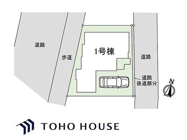 【区画図】カースペース1台分（ビルトインガレージ）敷地内に駐車場があるので便利です。