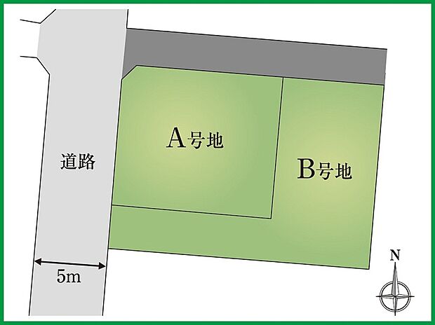 【全体区画図】敷地面積:107.73m2~123.68m2、価格:3710万円~3790万円、全2区画の新しい街!